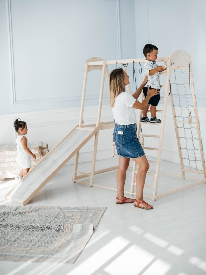 MAMOI® Triangle descalade interieur pour enfant, Mur escalade intérieur en  bois pour bebe à partir de 1/2/3 an, Motricité libre montessori 