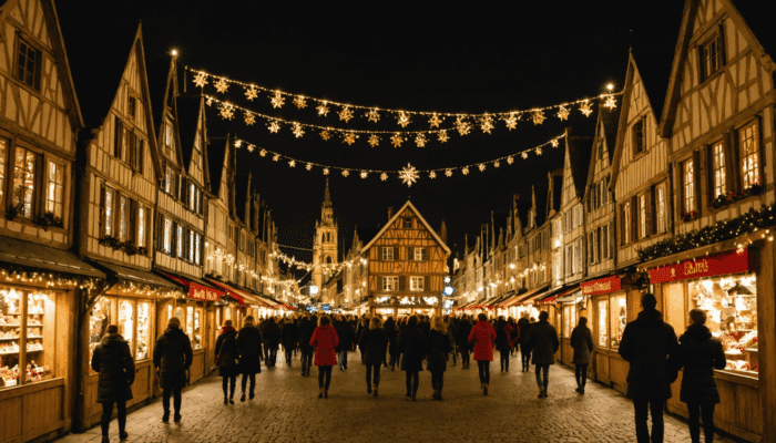 découvrez le marché de noël d'amiens, le plus grand du nord de la france, avec ses chalets traditionnels, animations festives et spécialités locales pour toute la famille.