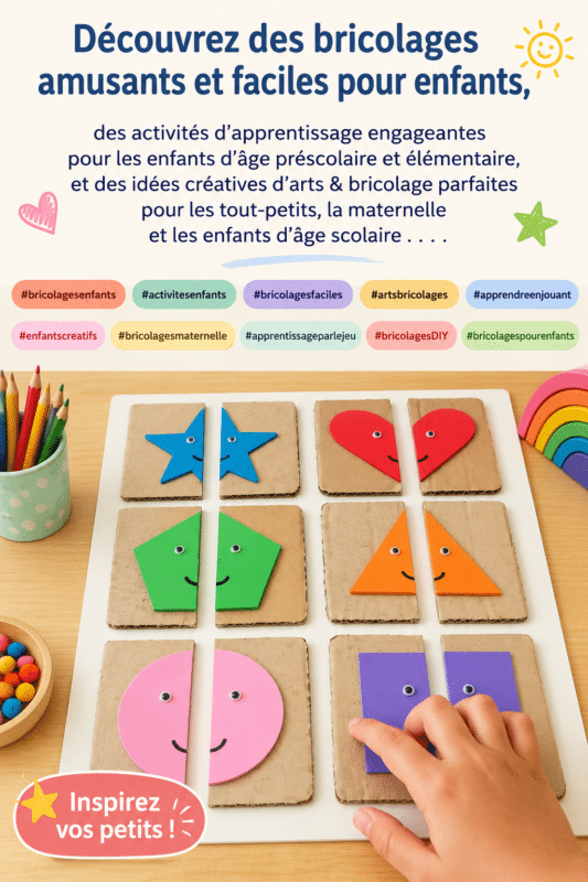 Un enfant joyeux réalisant un bricolage coloré à la maison, illustrant la créativité