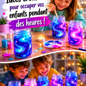 Des enfants s'amusent en réalisant des bricolages créatifs.