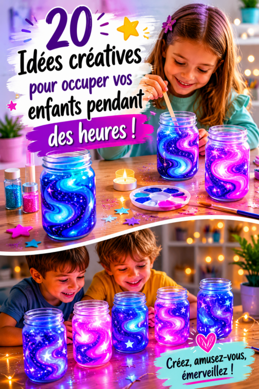 Des enfants s'amusent en réalisant des bricolages créatifs.