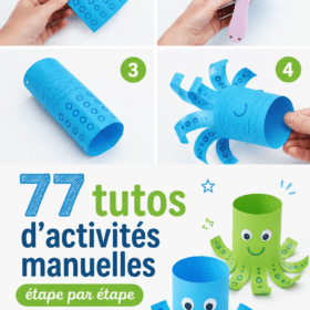 Une mère et son enfant réalisant des activités manuelles ensemble, souriants et créatifs.