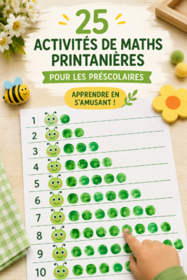 Un enfant joue avec des blocs colorés pour apprendre les maths au printemps.