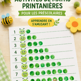 Un enfant joue avec des blocs colorés pour apprendre les maths au printemps.
