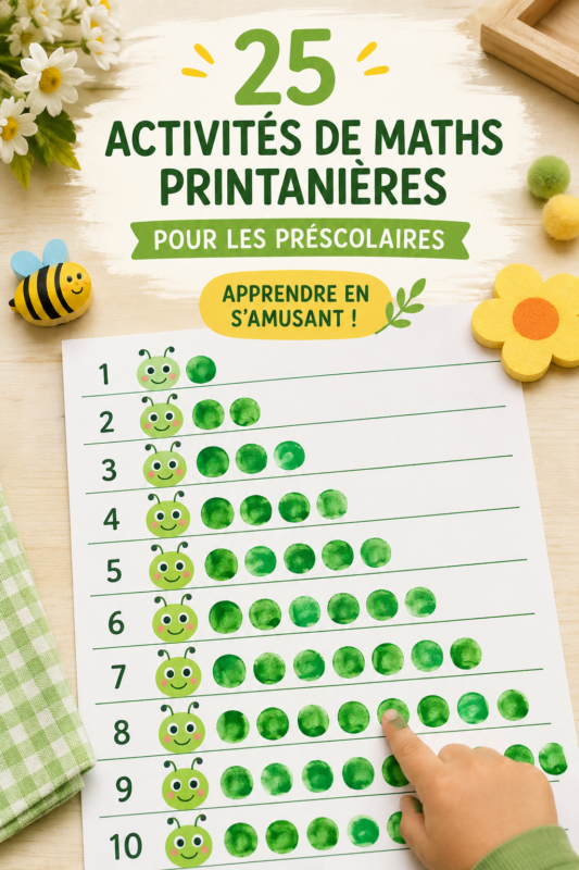 Un enfant joue avec des blocs colorés pour apprendre les maths au printemps.