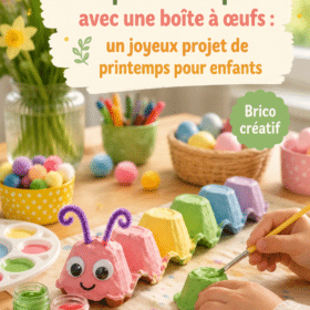 Des enfants créant des animaux colorés à partir de boîtes à œufs.
