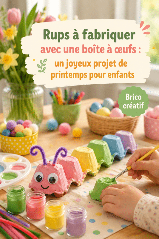 Des enfants créant des animaux colorés à partir de boîtes à œufs.