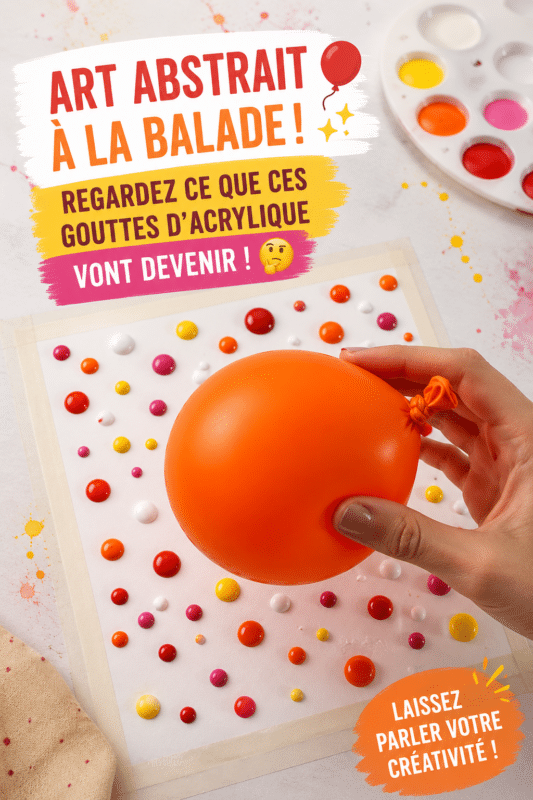 Une activité manuelle d'art abstrait réalisée avec des ballons colorés.