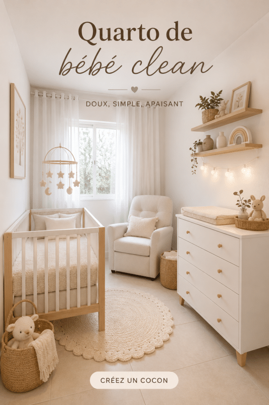 Chambre de bébé épurée avec des couleurs douces et un mobilier moderne