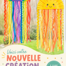 Décorations soleil en papier créées avec des assiettes et du crépon coloré.