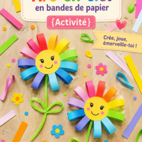 Fleurs en papier colorées créées par des enfants.