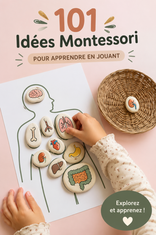 Une enfant jouant avec des jeux Montessori colorés dans un environnement ludique.