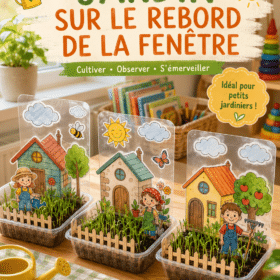 Un jardin d'intérieur décoré sur un rebord de fenêtre avec différentes plantes