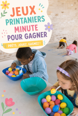 Enfants jouant ensemble à des jeux minute au printemps dans un parc.