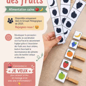 Enfants jouant avec des ombres de fruits lors d'une activité éducative