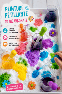 Enfant faisant de la peinture pétillante avec du bicarbonate de soude