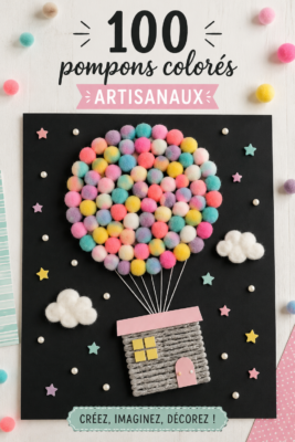 Des pompons colorés artisanaux sur un fond lumineux.