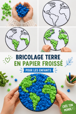 Enfant créant une Terre en papier froissé