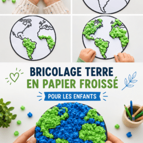 Enfant créant une Terre en papier froissé
