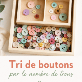 Un enfant jouant avec des boutons colorés pour un jeu de tri éducatif