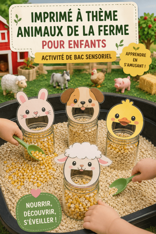 Enfants jouant à une activité d'alimentation des animaux de la ferme