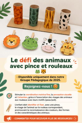 Image d'enfants jouant avec des animaux en papier, stimulant leur coordination motrice
