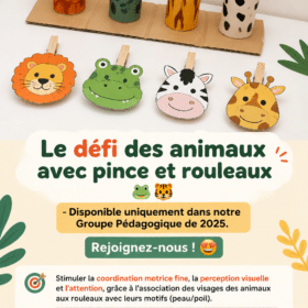 Image d'enfants jouant avec des animaux en papier, stimulant leur coordination motrice