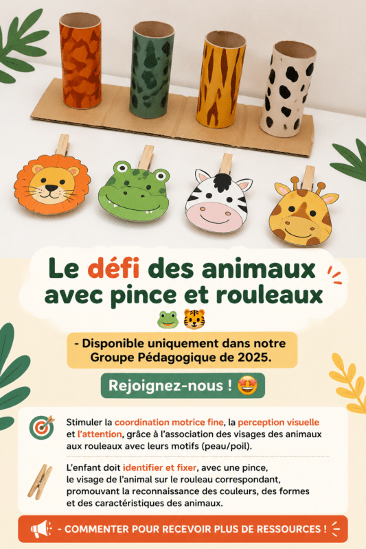 Image d'enfants jouant avec des animaux en papier, stimulant leur coordination motrice