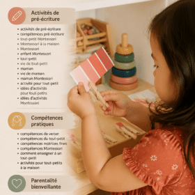 Enfant s'amusant avec des activités d'écriture Montessori à la maison