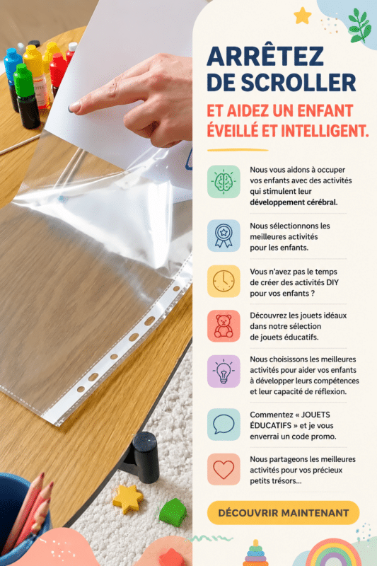 Un enfant joyeux interagissant avec des jeux éducatifs colorés