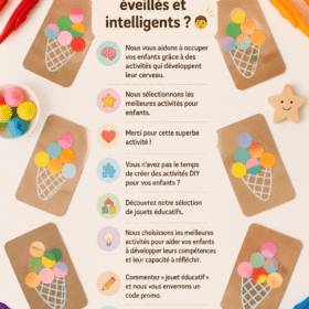 Une enfant joyeuse jouant avec des activités éducatives colorées, apprenant tout en s'amusant.
