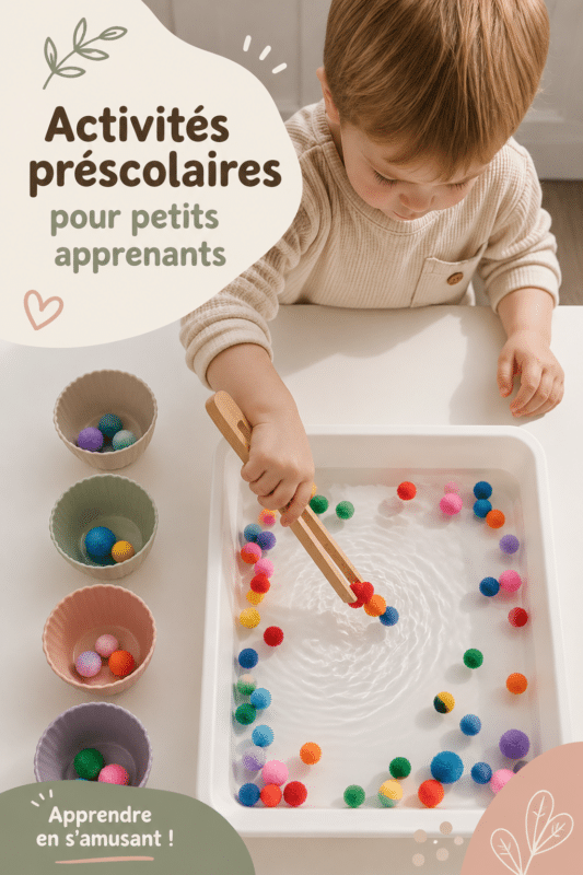 Activités d'apprentissage ludiques pour jeunes enfants avec jeux et matériaux éducatifs.