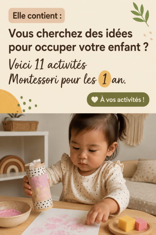 Un enfant de un an jouant avec des blocs Montessori illustrant l'apprentissage par le jeu.