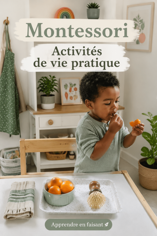 Un enfant s'amusant avec des activités pratiques Montessori à la maison.
