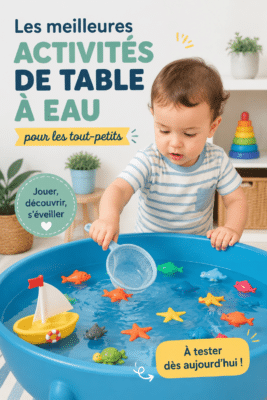 Une table d'eau colorée avec des jouets pour enfants