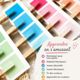 Enfant jouant avec des jeux Montessori pour apprendre les couleurs.