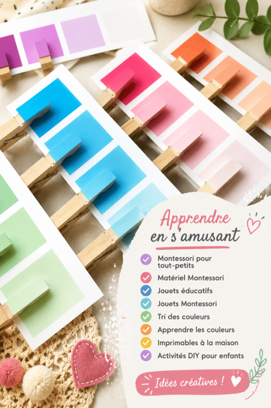Enfant jouant avec des jeux Montessori pour apprendre les couleurs.