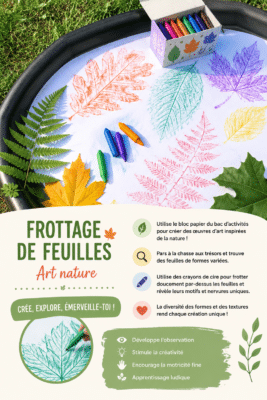 Des enfants s'amusant à faire des frottages de feuilles.