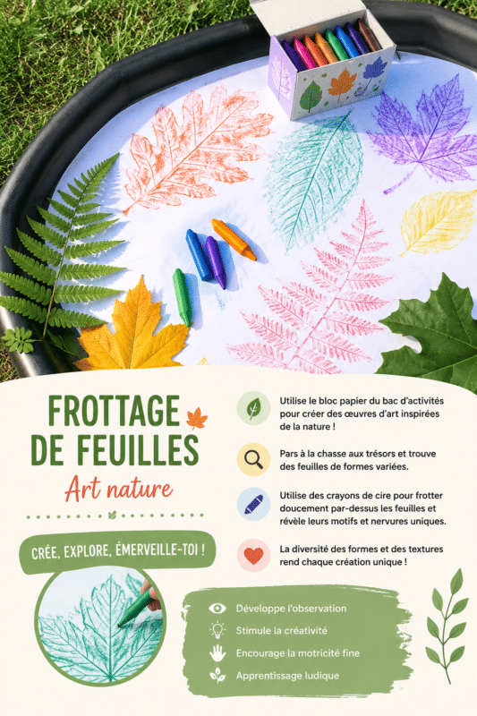 Des enfants s'amusant à faire des frottages de feuilles.