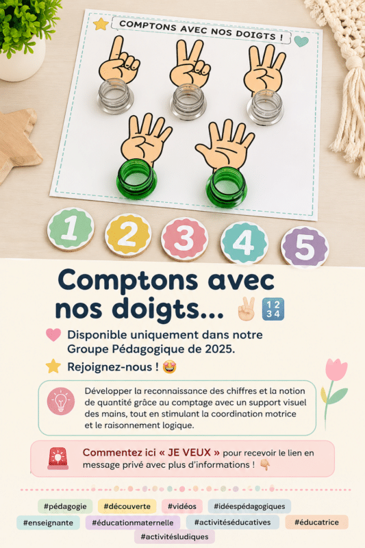 Jeunes enfants comptant avec leurs doigts pendant un atelier éducatif.