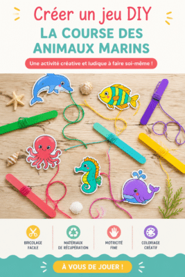 Des enfants fabriquant des animaux marins à partir de bâtonnets en bois pour un jeu DIY créatif.