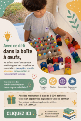 Enfants s'amusant à réaliser un défi créatif avec des œufs en carton