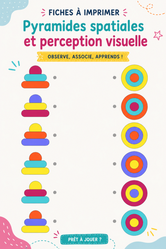 Fiches imprimables pour stimuler la perception spatiale et visuelle des enfants.