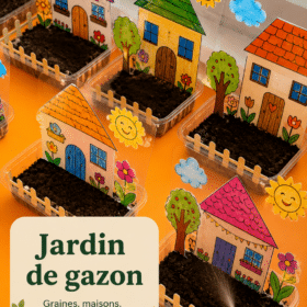 Petit jardin d'enfants avec des jeux et des plantes colorées