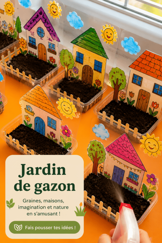 Petit jardin d'enfants avec des jeux et des plantes colorées