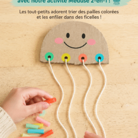 Enfant jouant avec des activités éducatives colorées