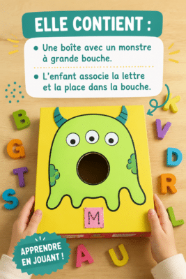 Un enfant jouant à un jeu éducatif avec des lettres colorées