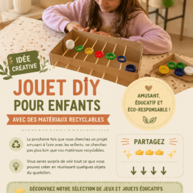 Enfants créant des jouets en utilisant des matériaux recyclés dans un cadre chaleureux.