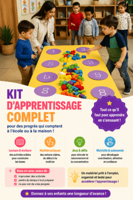 Un enfant utilisant un kit de lecture et écriture à la maison