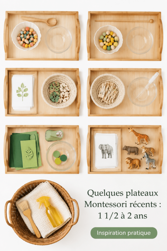 Plateaux Montessori colorés pour enfants de 1-2 ans